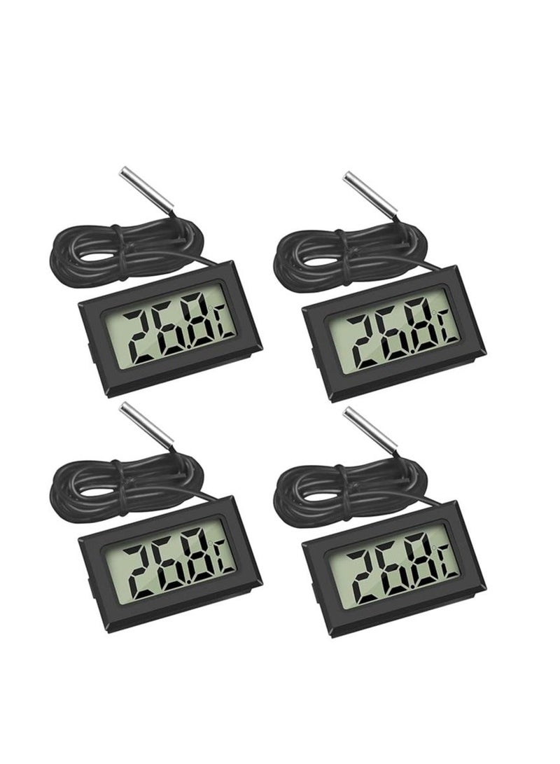 4Pcs Digital LCD Refrigerator Thermometer Black