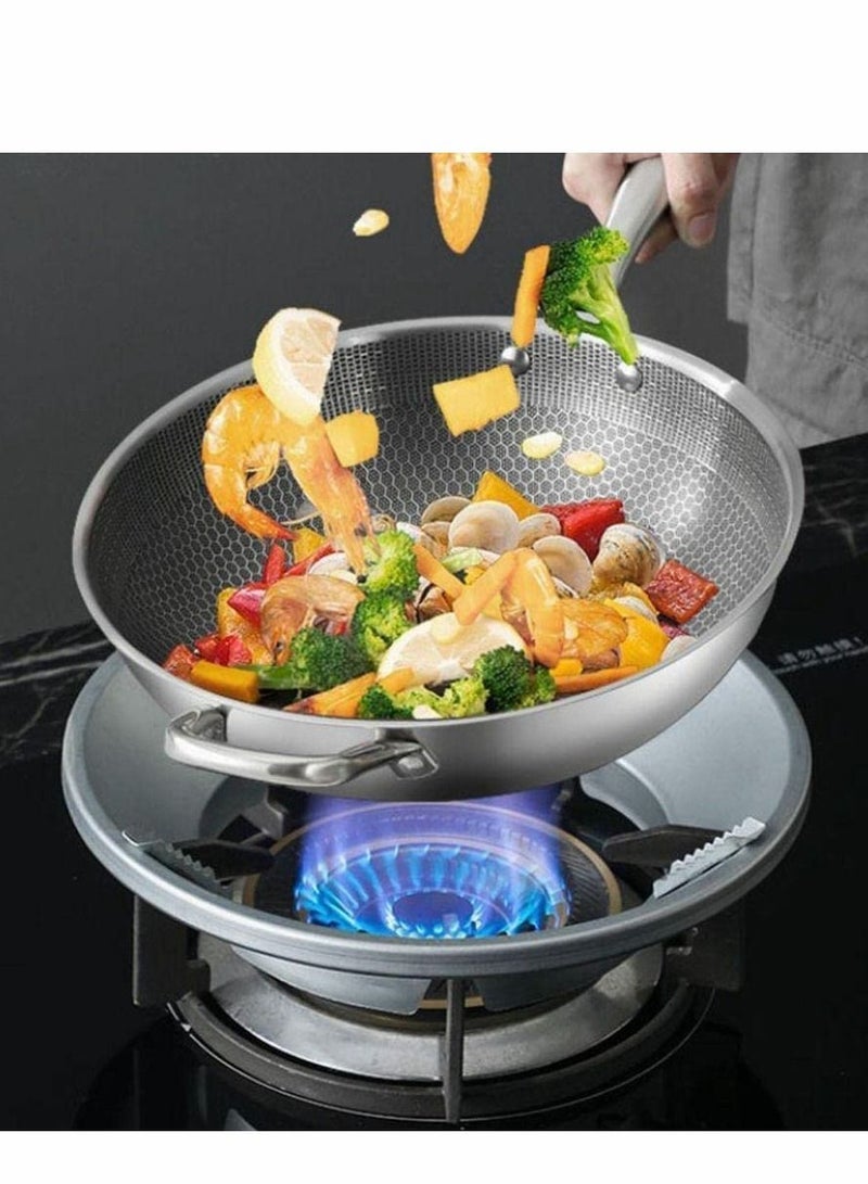 Gather Fire Gas Stove Cover Energy Saving Round Bottom Wok Rack Windproof Pan Support Stand Trivet for Hobs Pot Cooktop Four Hole(2 PCS)