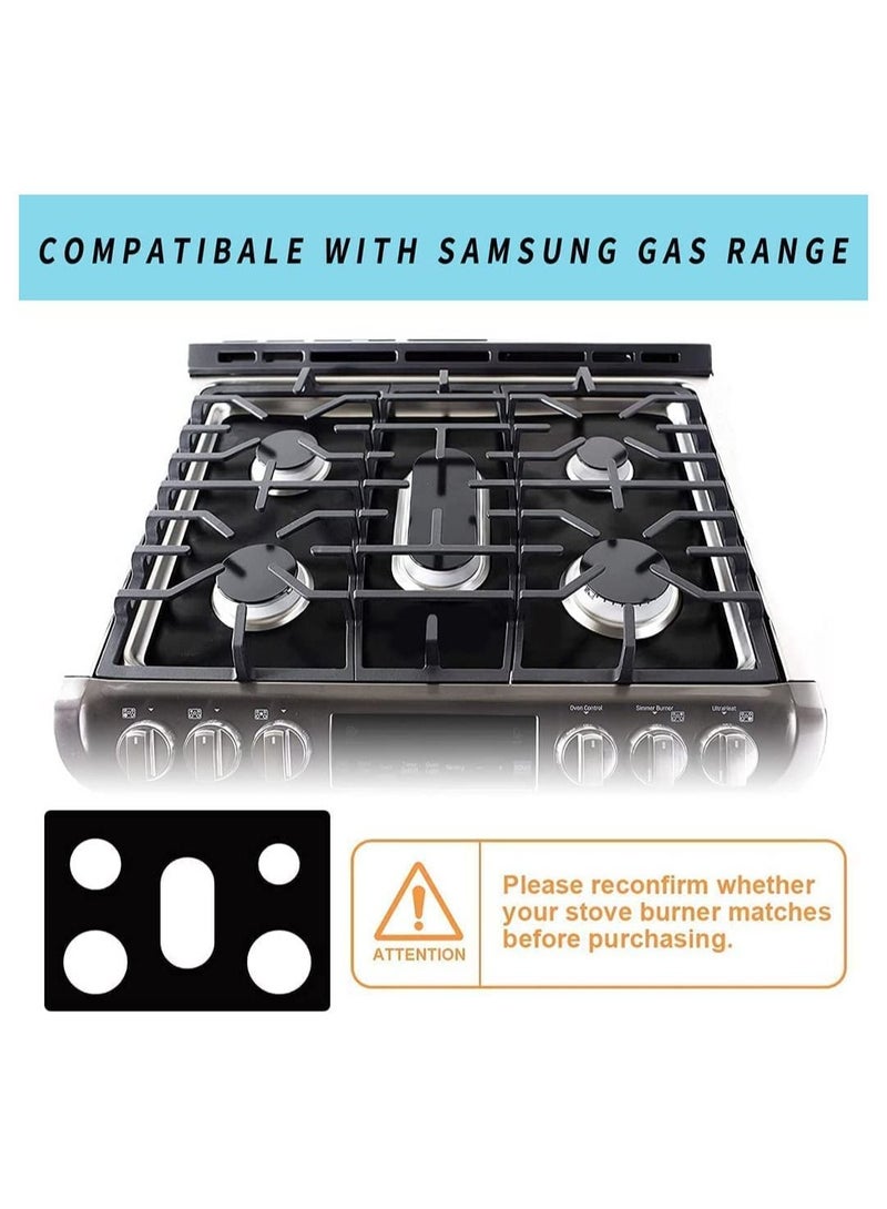 Stove Burner Covers for Samsung Gas Range, Non-Stick Reusable Gas Stove Liners, Easy to Clean, Washable Stove Top Heat Resistant Pad, Double Thickness Stovetop Protector (0.4 mm Thick, Black)