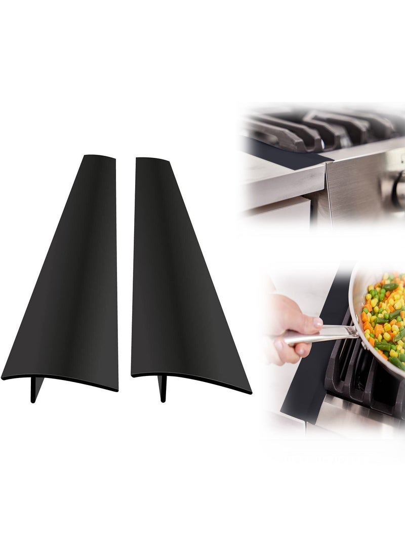 Silicone Stove Gap Covers, Heat Resistant Flexible Stovetop Filler Between Counters and Cooktops, Seamless Hidden Oven Side Guard, Prevents Counterspace Mess, 21 Inch, Black 2 Pack