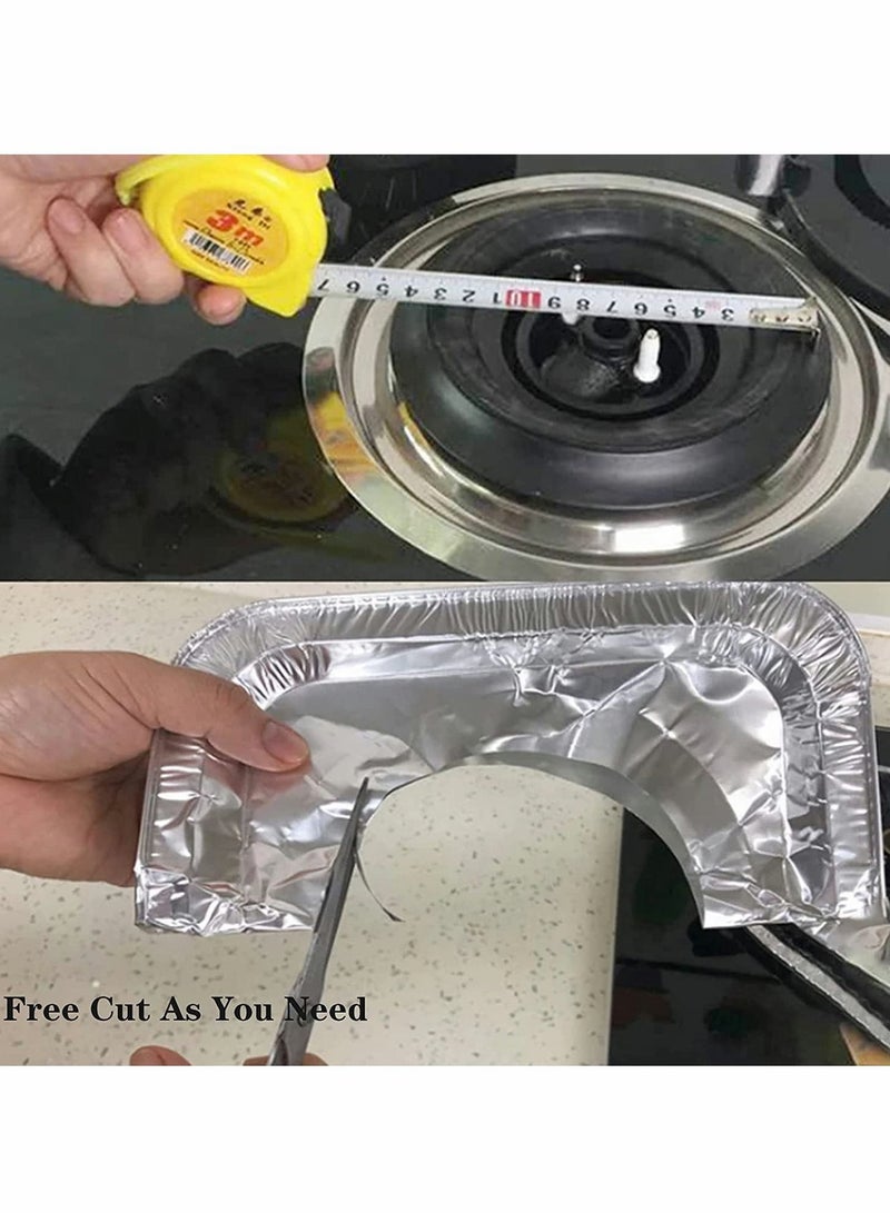 Stove Burner Covers, 100 Pack Aluminum Foil Square Gas Burner Liners, Disposable Resistant Stove Foil Covers, Keep Stove Clean, Foil Liners to Catch Oil, Grease, and Food Spills, Easy Clean (8.5