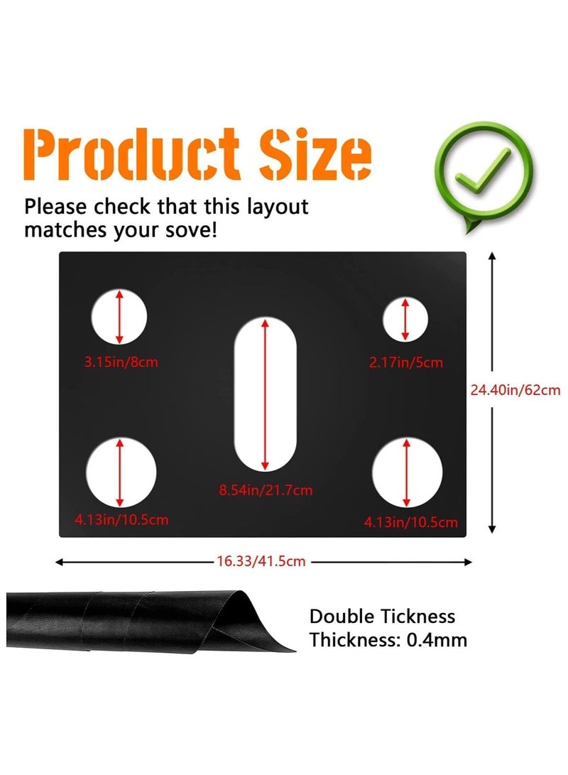 Stove Burner Covers for Samsung Gas Range, Non-Stick Reusable Liners, Easy to Clean, Washable Top Heat Resistant Pad, Double Thickness Stovetop Protector (0.4 mm Thick, Black)