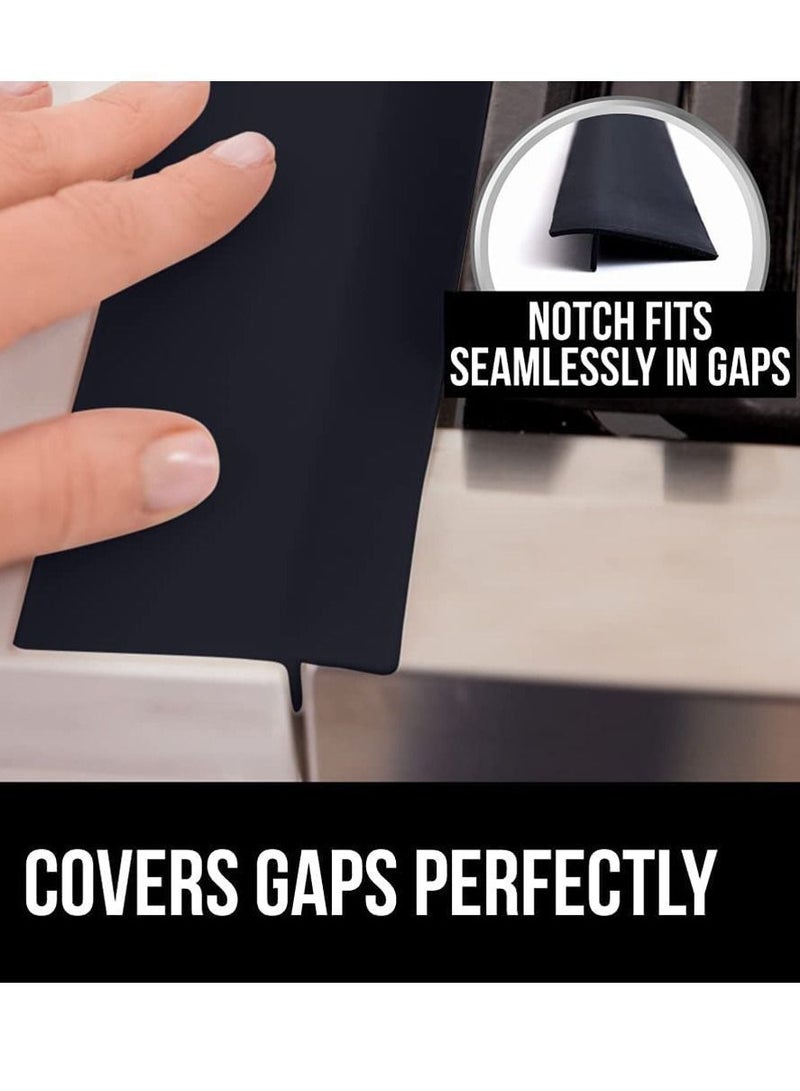 Silicone Stove Gap Covers, Heat Resistant Flexible Stovetop Filler Between Counters and Cooktops, Seamless Hidden Oven Side Guard, Prevents Counterspace Mess, 21 Inch, Black 2 Pack