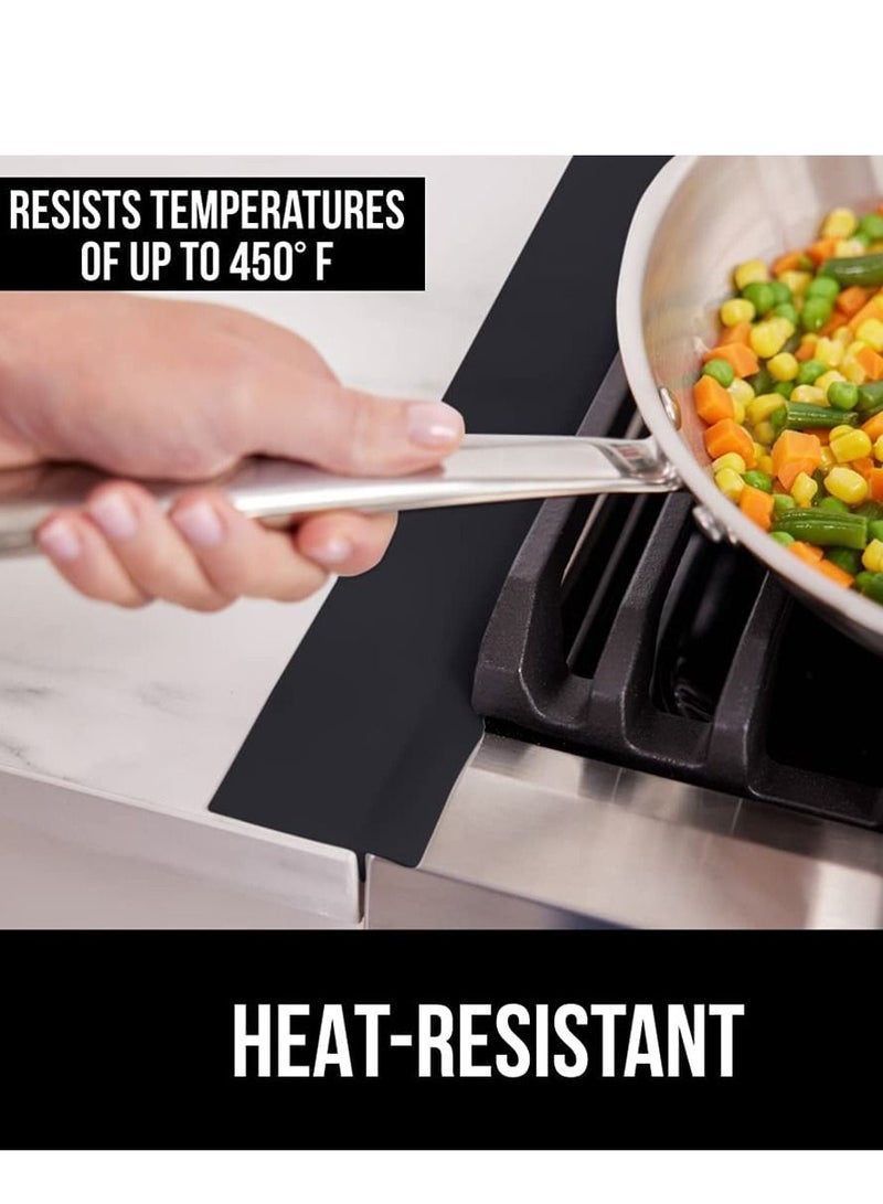 Silicone Stove Gap Covers, Heat Resistant Flexible Stovetop Filler Between Counters and Cooktops, Seamless Hidden Oven Side Guard, Prevents Counterspace Mess, 21 Inch, Black 2 Pack