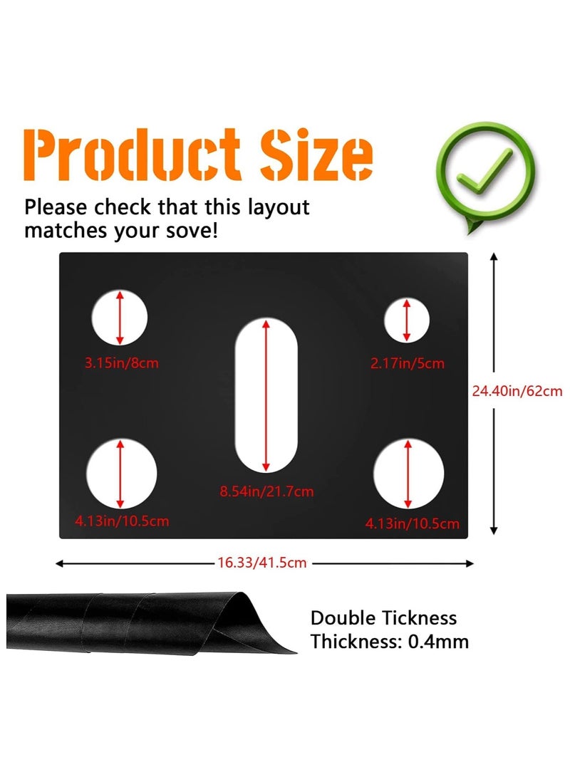 Stove Burner Covers for Samsung Gas Range Non-Stick Reusable Gas Stove Liners Easy to Clean Washable Stove Top Heat Resistant Pad Double Thickness Stovetop Protector (0.4 mm Thick Black)