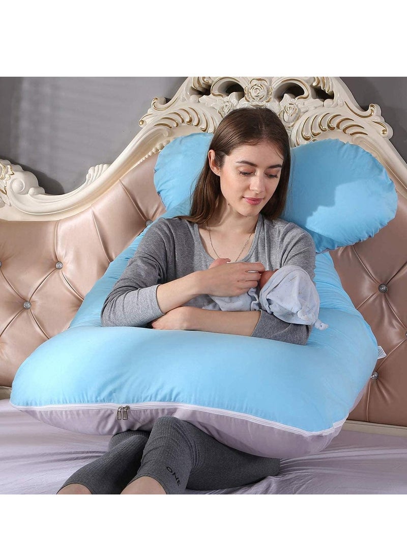 U-Shaped Pregnancy Pillow for Full Body Support, Comfort for Sleeping, Elevates Legs, Supports Back and Belly, Ideal for Maternity Use