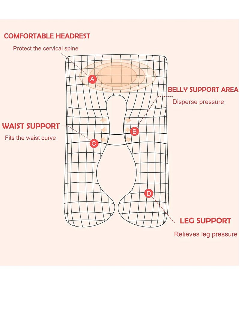 U-Shaped Pregnancy Pillow for Full Body Support, Comfort for Sleeping, Elevates Legs, Supports Back and Belly, Ideal for Maternity Use