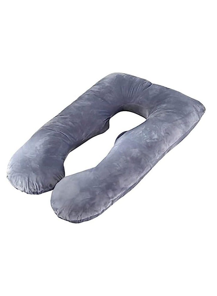 PLUSH Full Body U-Shape Pregnancy Pillow for Maternity Support and Comfort with Removable 100% Cotton Cover