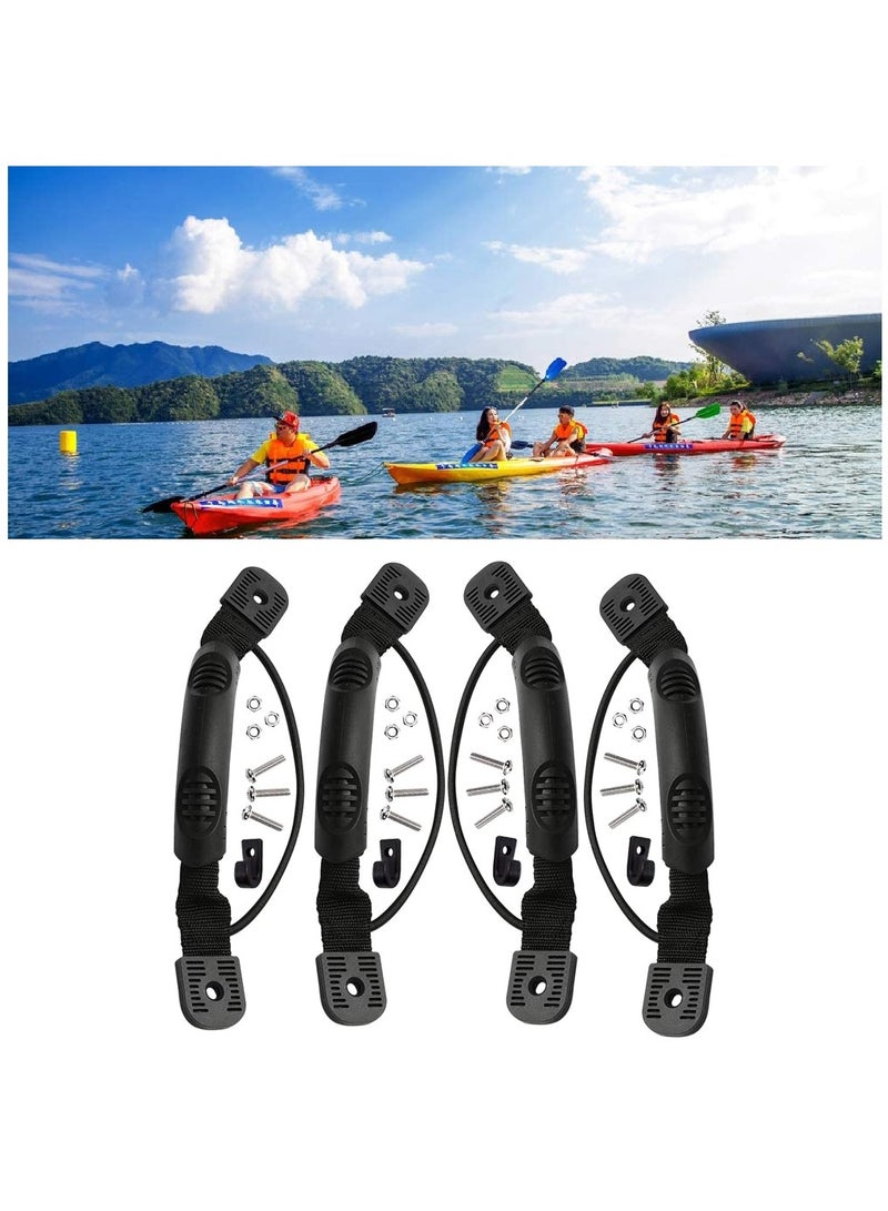 Kayak Carry Handles with Bungee Cord and Screws, Side Mount Paddle Holders for Canoe and Boat, 4 Pack Rowing Accessories for Ocean and Pescador Kayaks