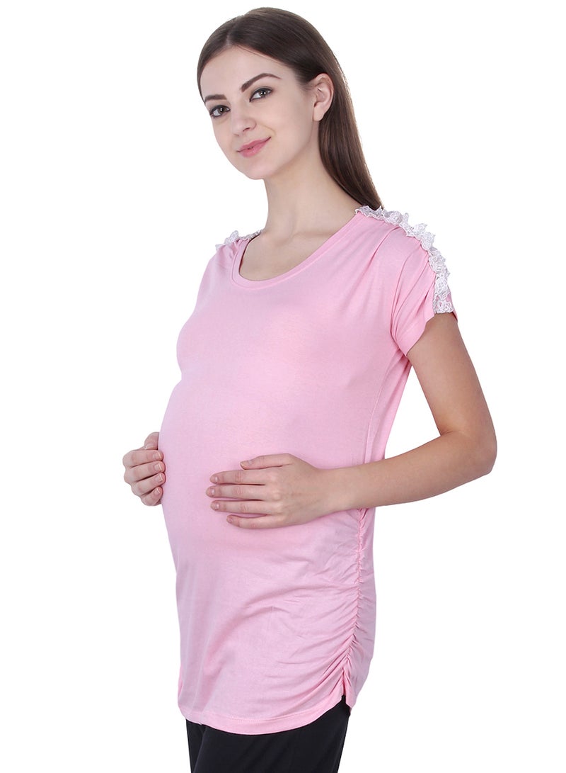 Polo Maternity Lace Top Pink