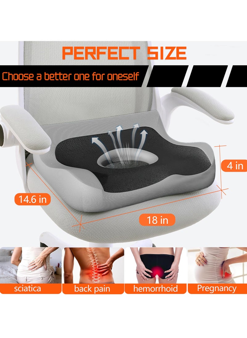 Donut Pillow Hemorrhoid Tailbone Cushion, Memory Foam Cushion for Long Sitting, Office Chair Cushion to Relieve Sciatica, Hemorrhoid Pillow Cushion for Tailbone Pain