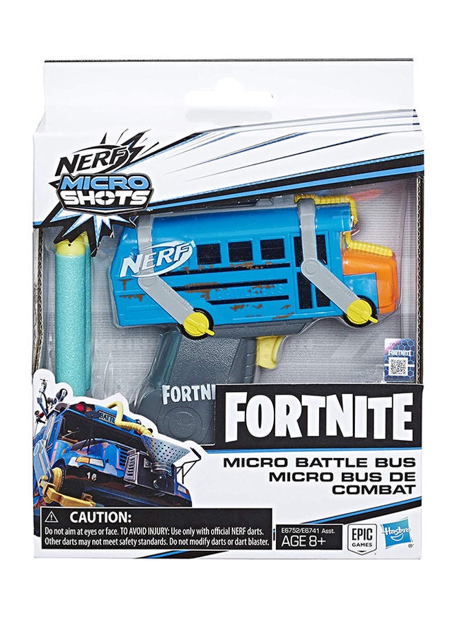 Fortnite Micro Battle Bus Nerf Microshots Dart-Firing Toy Blaster And 2 Official Nerf Elite Darts 1.75x6.5x8.5inch