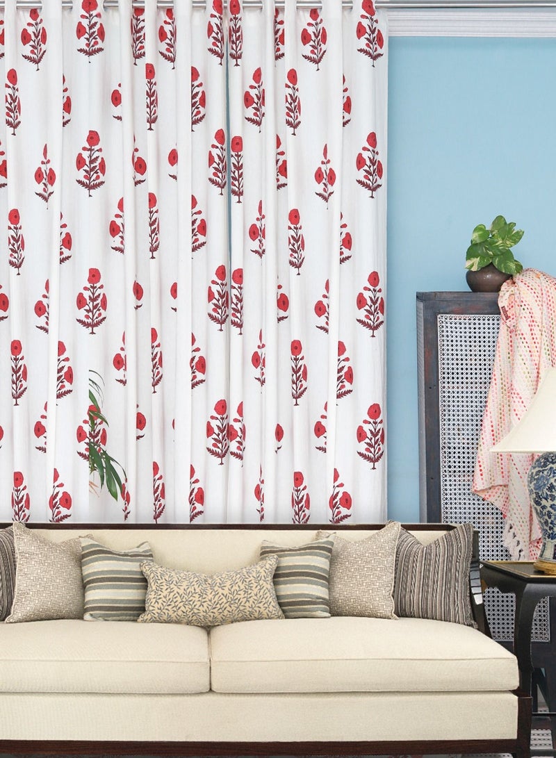 Pretty Pink 100 Percent Premium Cotton Hand Block Printed Curtains 274 X 152 Cm