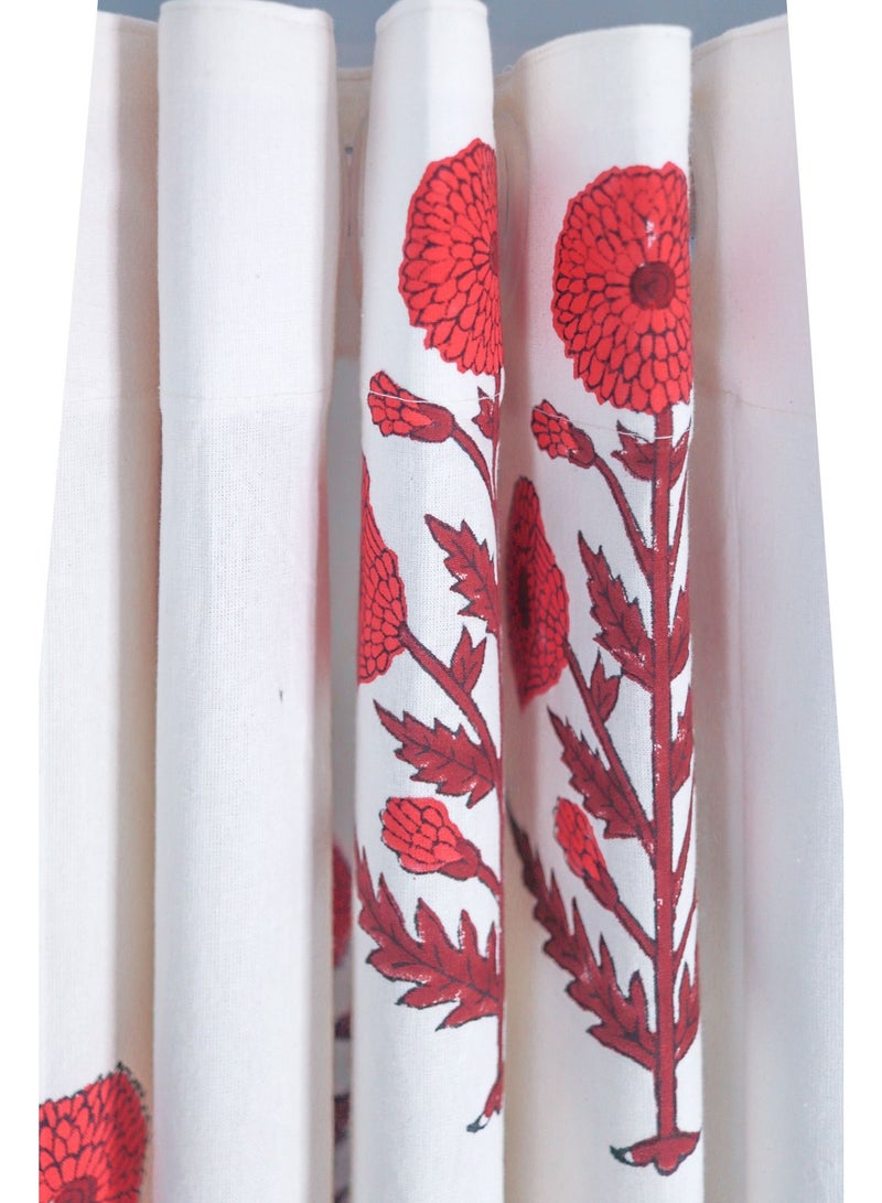 Pretty Pink 100 Percent Premium Cotton Hand Block Printed Curtains 274 X 152 Cm