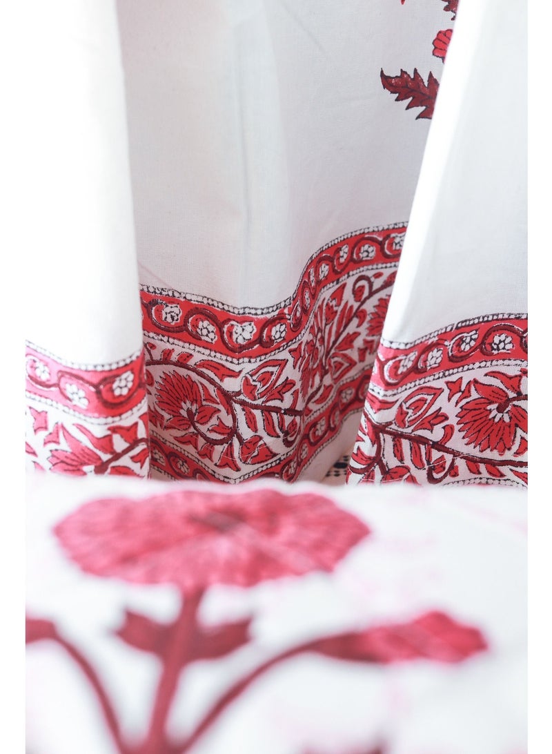 Pretty Pink 100 Percent Premium Cotton Hand Block Printed Curtains 274 X 152 Cm