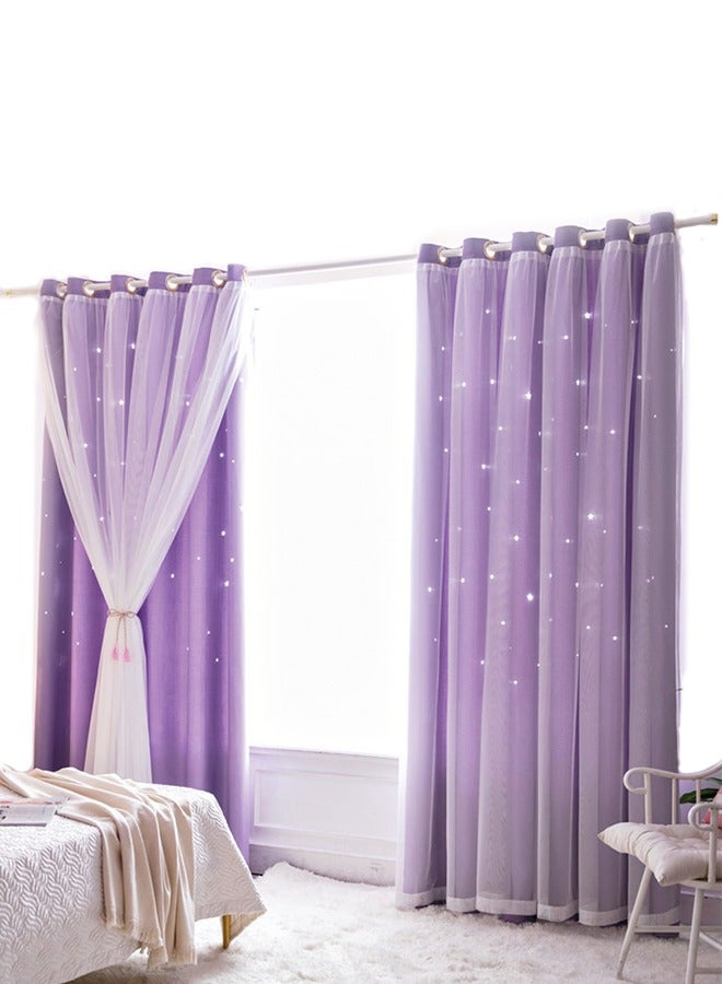 Blackout Curtains, Decorative Thread Foil Blackout Curtains, Thermal Insulated Room Darkening Curtains for Bedroom Living Room