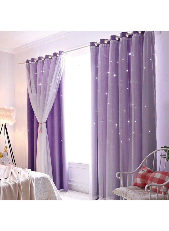 Blackout Curtains, Decorative Thread Foil Blackout Curtains, Thermal Insulated Room Darkening Curtains for Bedroom Living Room