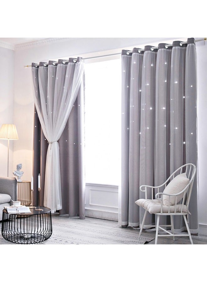 Blackout Curtains, Decorative Thread Foil Blackout Curtains, Thermal Insulated Room Darkening Curtains for Bedroom Living Room