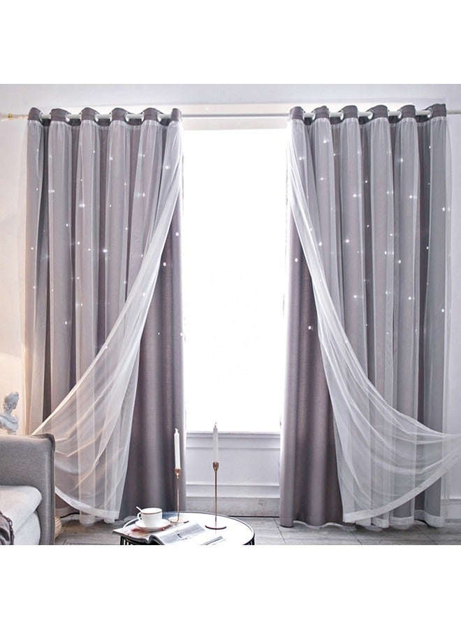 Blackout Curtains, Decorative Thread Foil Blackout Curtains, Thermal Insulated Room Darkening Curtains for Bedroom Living Room