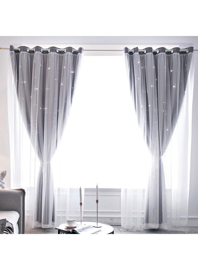 Blackout Curtains, Decorative Thread Foil Blackout Curtains, Thermal Insulated Room Darkening Curtains for Bedroom Living Room