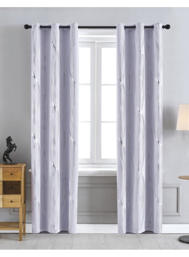 Fabric Nation Curtain Light Blocking Curtains,  Silver Foil Print Thermal Insulated Room Insulated Liner Grommet Privacy Curtain Tiers 100*250cm