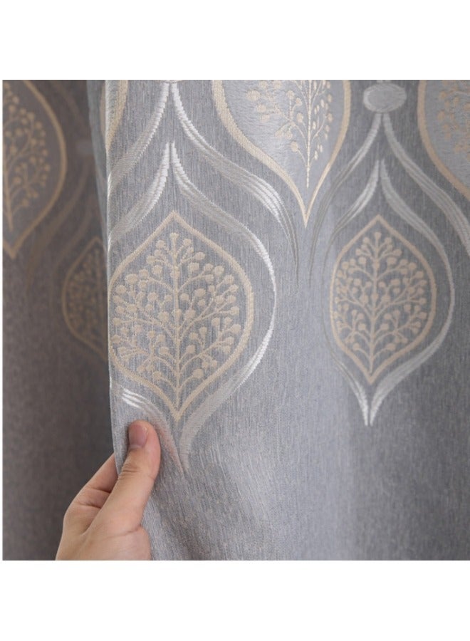 1 Panel Fabric Nation Blackout Curtains Silver Foil Print Thermal Insulated Room Darkening Curtains Grommet Curtains for Bedroom Living Room 100x250cm Grey