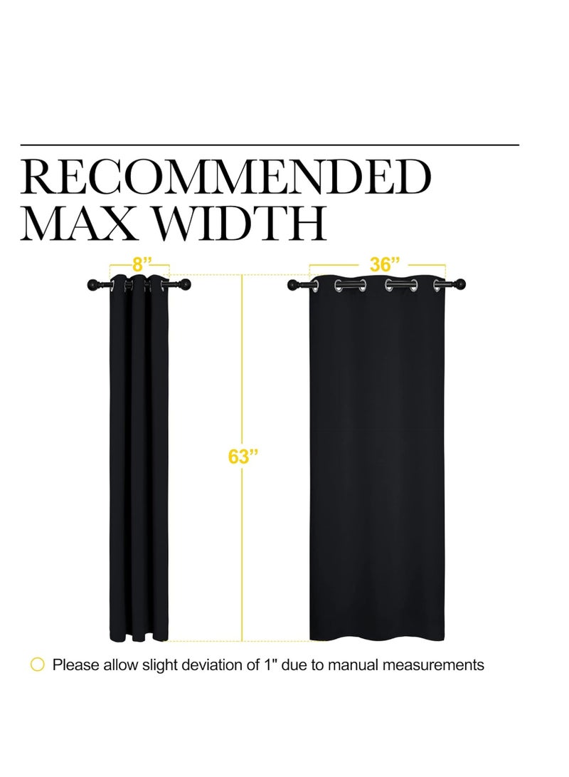 NICETOWN Pitch Black Solid Thermal Insulated Grommet Blackout Curtains/Drapes for Bedroom Window (2 Panels, 42 inches Wide by 63 inches Long, Black)