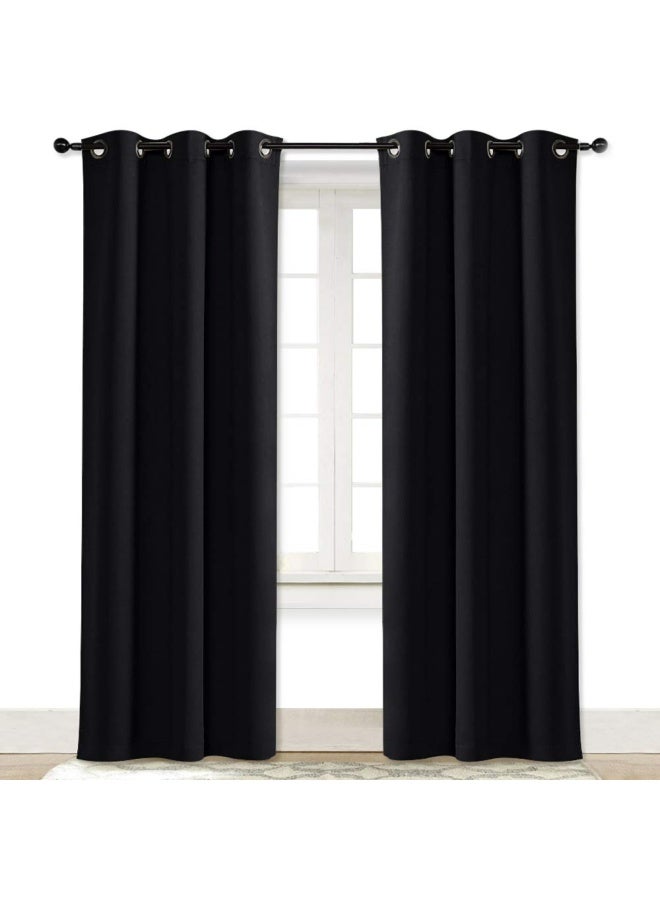 Halloween Soundproof Thermal Insulated Blackout Curtain Thermal Insulated Solid Grommet Room Darkening Drape for Dining Room Single Panel 42 inches by 84 inch Black