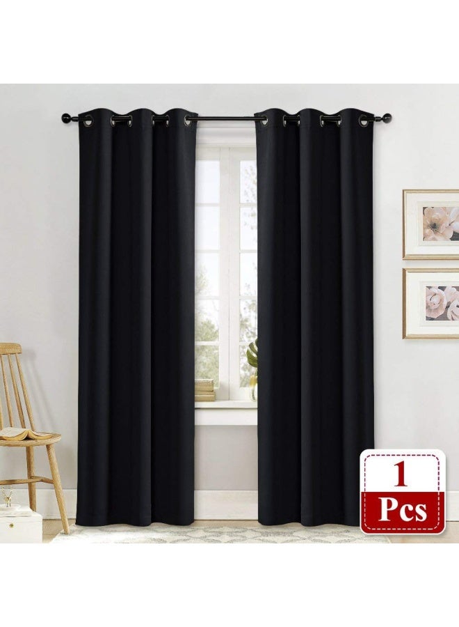 Halloween Soundproof Thermal Insulated Blackout Curtain Thermal Insulated Solid Grommet Room Darkening Drape for Dining Room Single Panel 42 inches by 84 inch Black