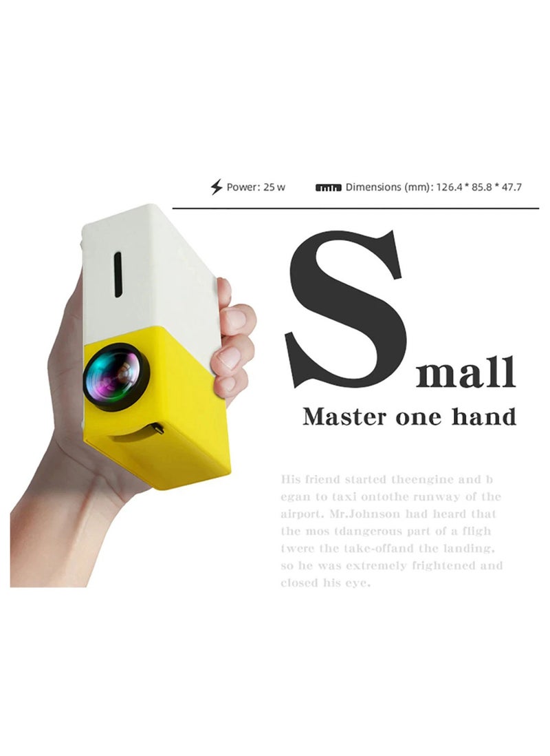 Mini Entertainment Projector LED Light LCD Type Display With Built-In Speaker For Sony PS4 Xbox 1080P HDMI USB Audio Portable Home Media Video Player Yellow