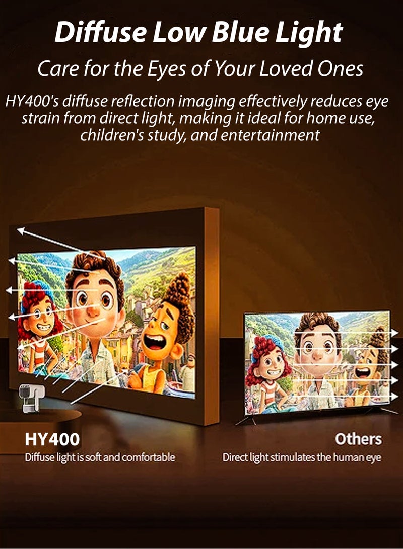 Mini Smart Rechargeable Smart HD Projector Portable Cinema 150 Inches Screen Display Lamp 4K Home Outdoor Movie Theatre Gaming Video 230 Degree Rotating Screen Mobile Phone Projection 5000 Lumens