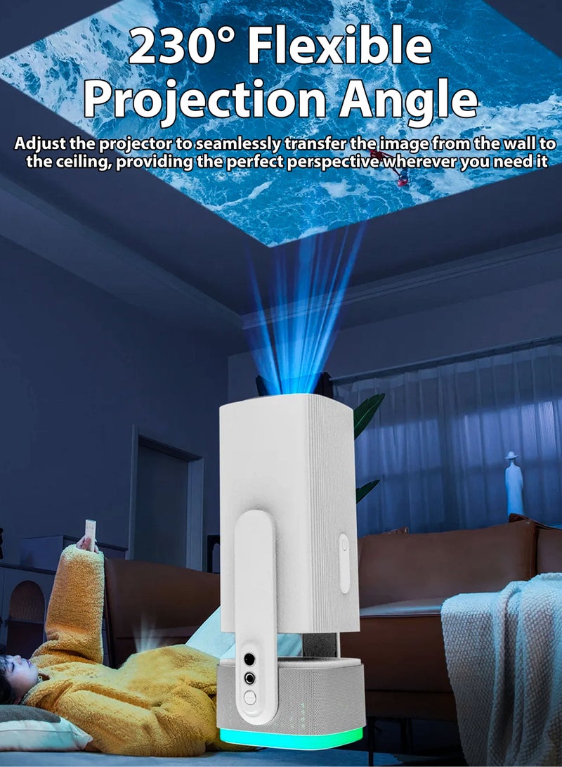 Mini Smart Rechargeable Smart HD Projector Portable Cinema 150 Inches Screen Display Lamp 4K Home Outdoor Movie Theatre Gaming Video 230 Degree Rotating Screen Mobile Phone Projection 5000 Lumens