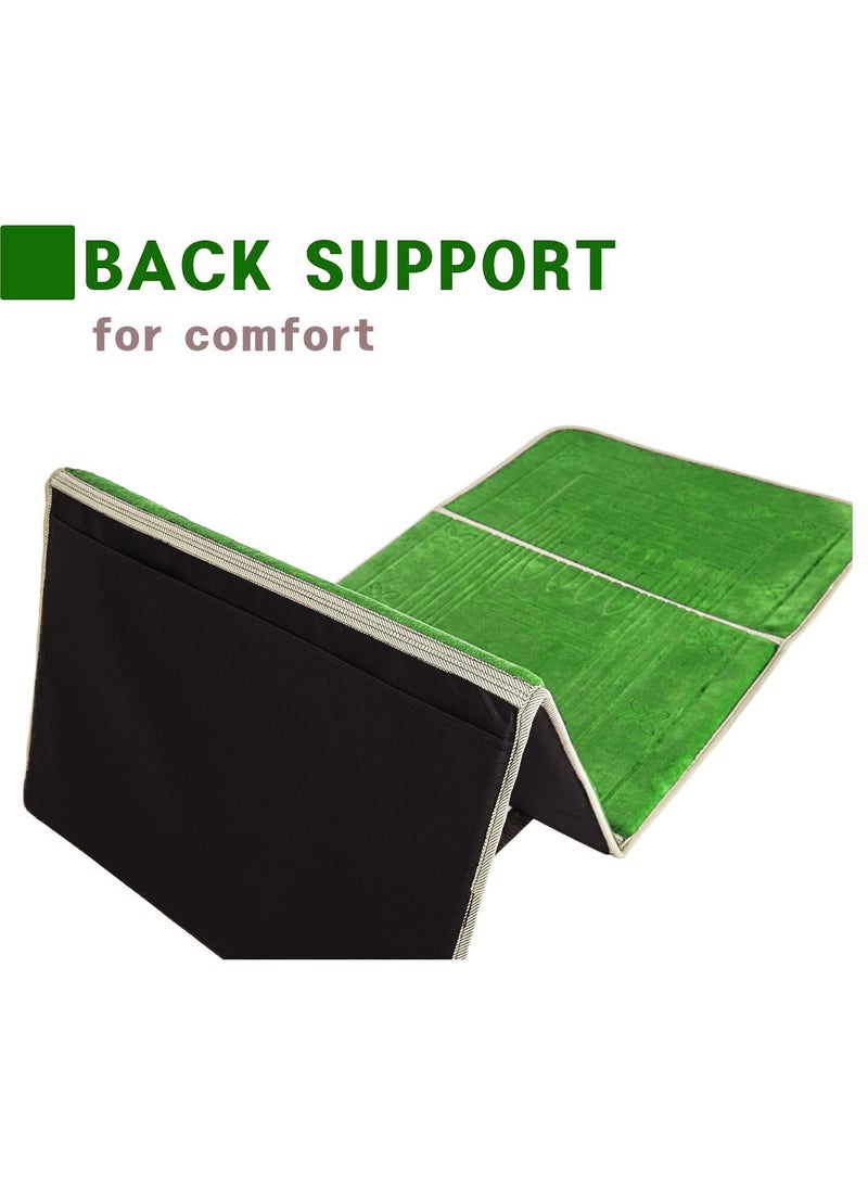 2 In 1 Foldable Prayer Mat With Backrest and Storage Pocket Light Green 108x53cm