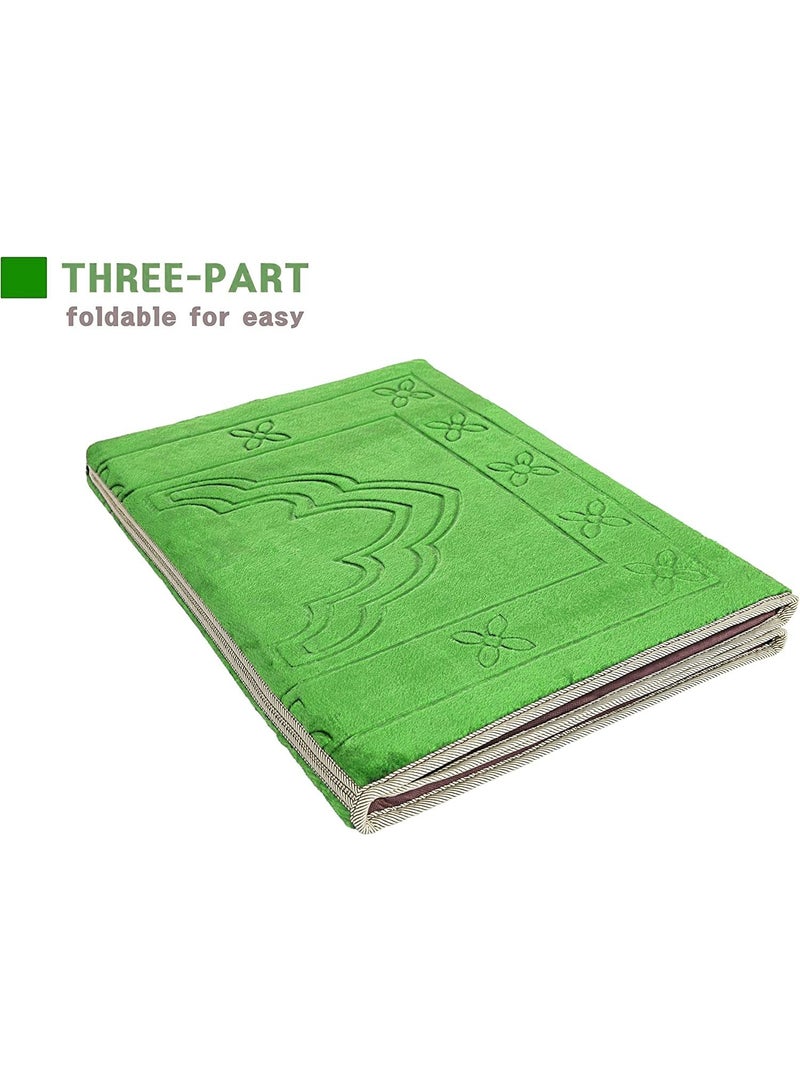 2 In 1 Foldable Prayer Mat With Backrest and Storage Pocket Light Green 108x53cm