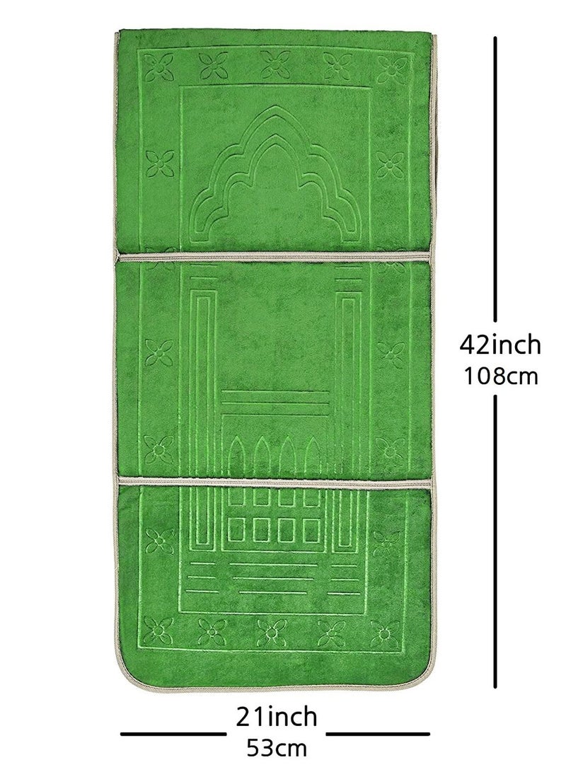 2 In 1 Foldable Prayer Mat With Backrest and Storage Pocket Light Green 108x53cm