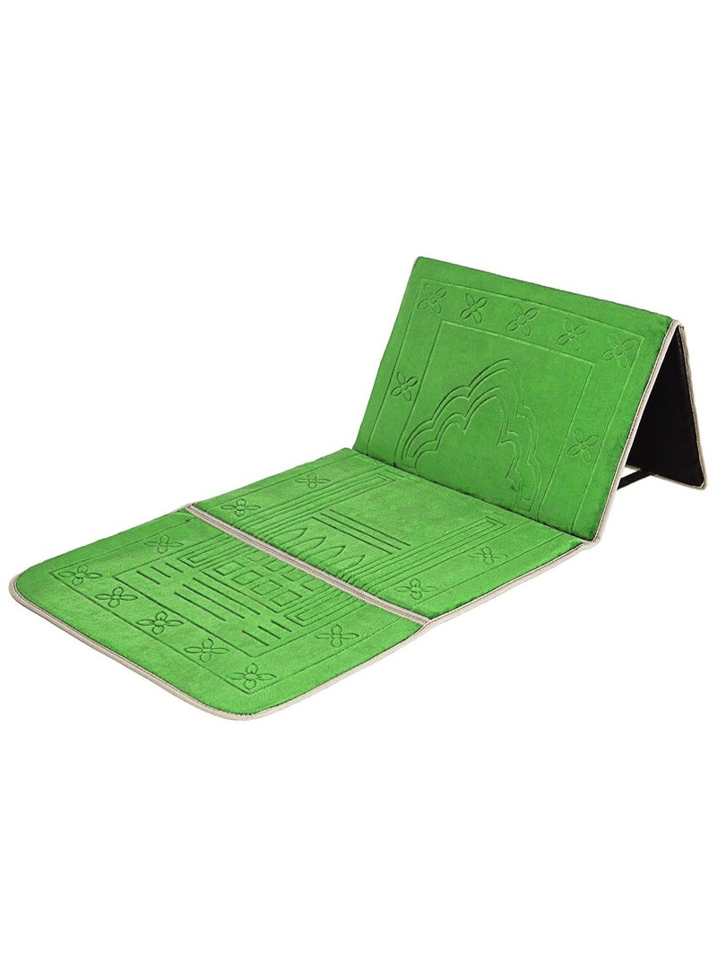 2 In 1 Foldable Prayer Mat With Backrest and Storage Pocket Light Green 108x53cm