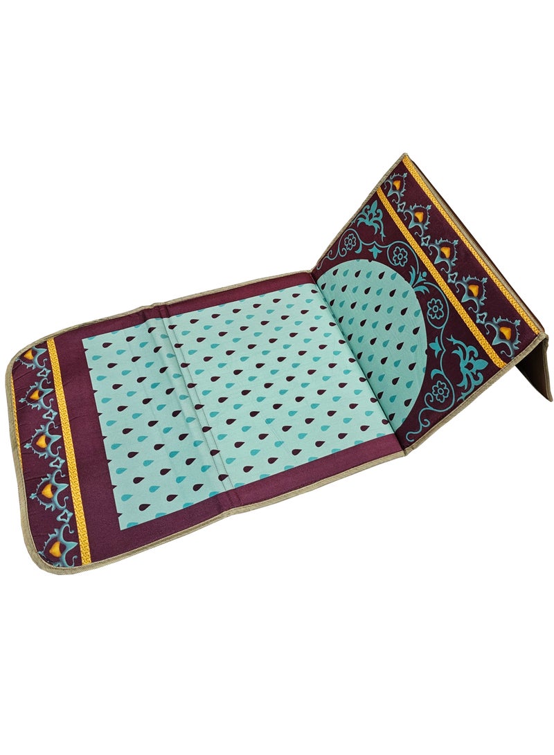 Muslim Prayer Rug Printed with Back Support 55x110 cm Medical Prayer Mat Meditation Mat Luxury Ramadan and Eid Gift Mat Portable Strong Chair Sajadah Mat Cyan/Purple