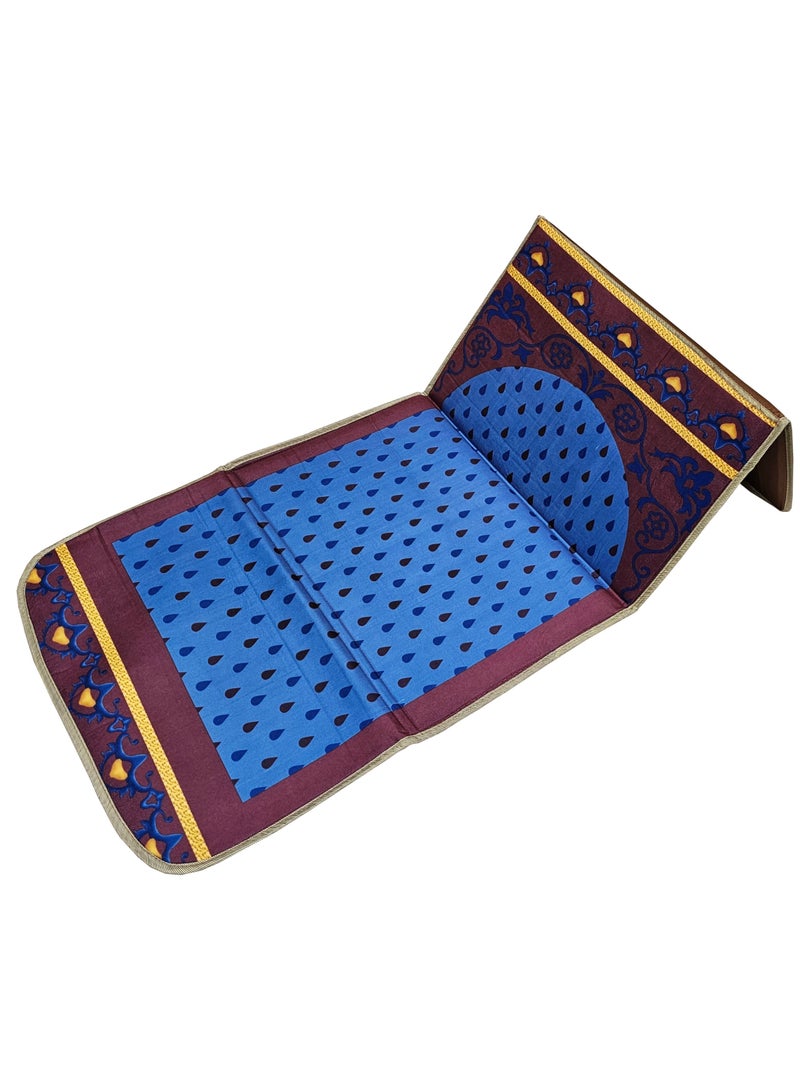 Muslim Prayer Rug Printed with Back Support 55x110 cm Medical Prayer Mat Meditation Mat Luxury Ramadan and Eid Gift Mat Portable Strong Chair Sajadah Mat Blue/Purple