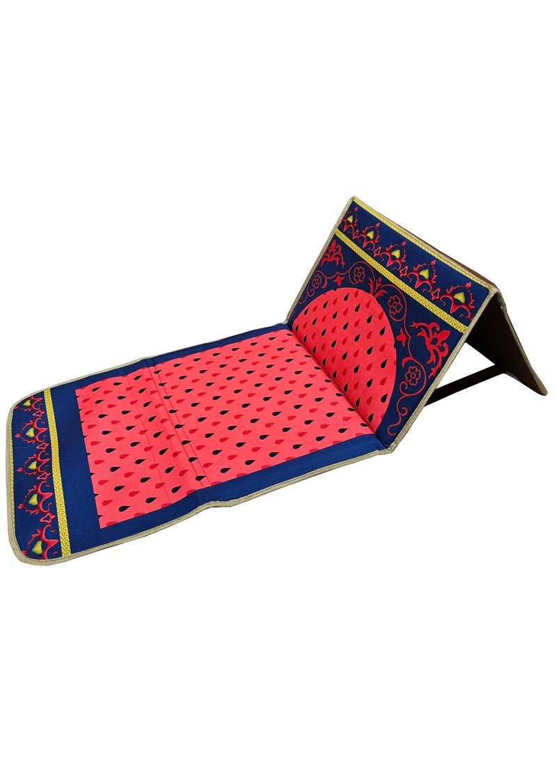 Chair Prayer Mat Printed with Back Support 55x110 cm Medical Prayer Rug Meditation Mat Luxury Ramadan and Eid Gift Mat Portable Strong Chair Sajadah Red Pink/Blue