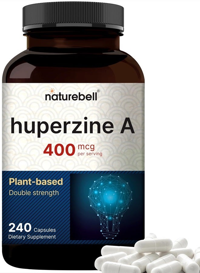 Huperzine A 400mcg Per Serving, 240 Capsules, (Huperzine A Supplement) | Supports Focus, Cognition, Memory, and Learning Ability – Premium Brain Health Supplements – No GMOs