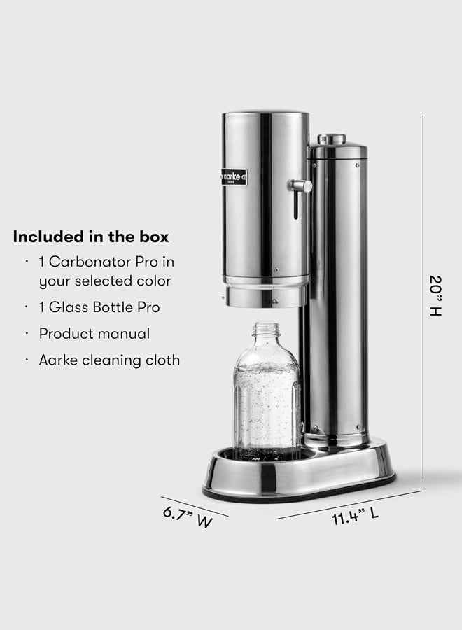 Aarke Carbonator Pro Steel with Glass Bottle sparkling water maker in stainless steel