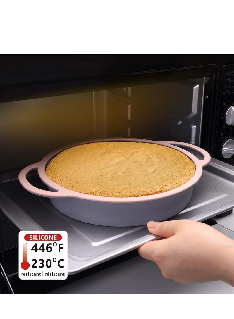 Silicone Round Cake Pans Set of 2, 9 Inch Baking Molds for Layer Cakes, Cheese Cakes, and Rainbow Cakes, Easy to Handle and Clean