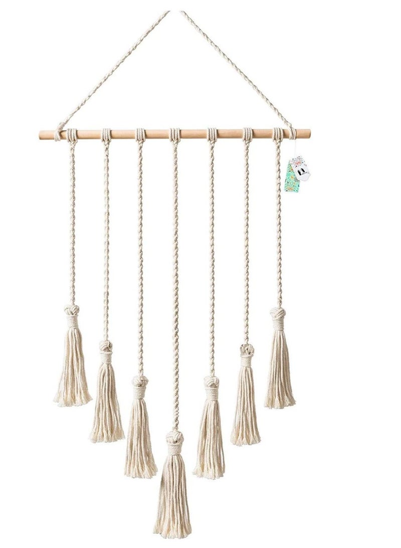 Excellence Hanging Photo Displays Macrame Wall Hanging Picture Organizer with 25 Wood Clips Boho Hone Decor