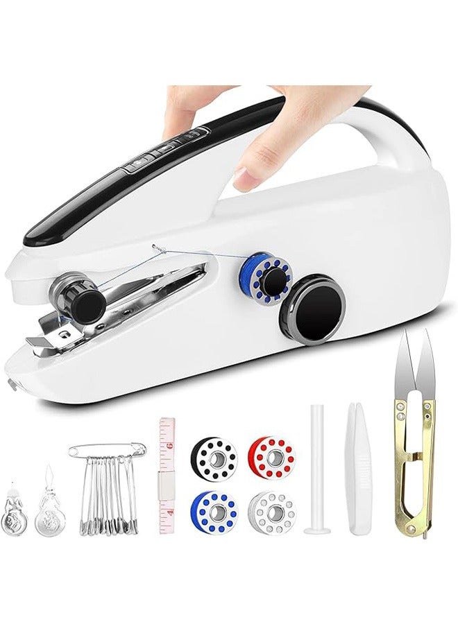 Handheld Sewing Machine, Mini Sewing Machine, Battery Operated Stitching Machine with USB Cable, Easy to Use and Fast Stitch Electric Sewing Machine for Beginners, Suitable for DIY, Home, Travel