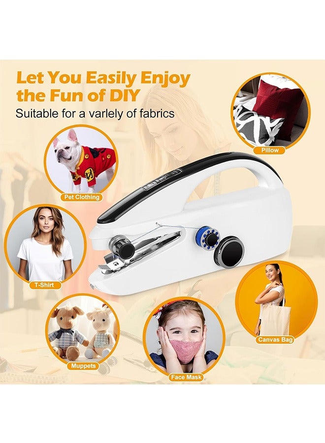 Handheld Sewing Machine, Mini Sewing Machine, Battery Operated Stitching Machine with USB Cable, Easy to Use and Fast Stitch Electric Sewing Machine for Beginners, Suitable for DIY, Home, Travel