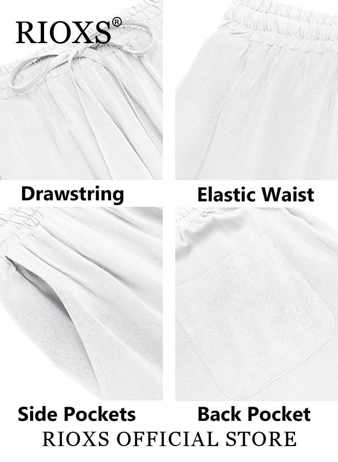 Men's Summer Solid Color Linen Shirt Set Casual Button Down T-shirt and Loose Short for Men for Beach Party Vacation
