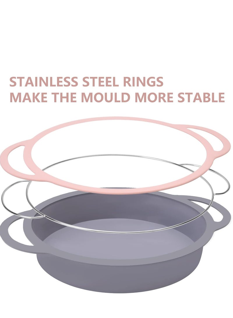 Silicone Round Cake Pans Set of 2, 9 Inch Baking Molds for Layer Cakes, Cheese Cakes, and Rainbow Cakes, Easy to Handle and Clean