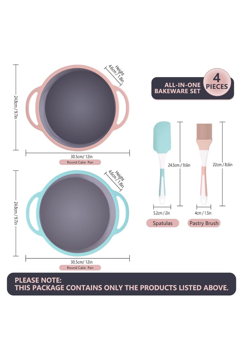 Silicone Round Cake Pans Set of 2, 9 Inch Baking Molds for Layer Cakes, Cheese Cakes, and Rainbow Cakes, Easy to Handle and Clean