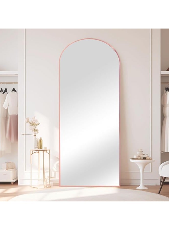 Full Length Mirror ArcH Frame with Floor Stand Wrought Iron Full Length Mirror Rose Gold 65x180cm