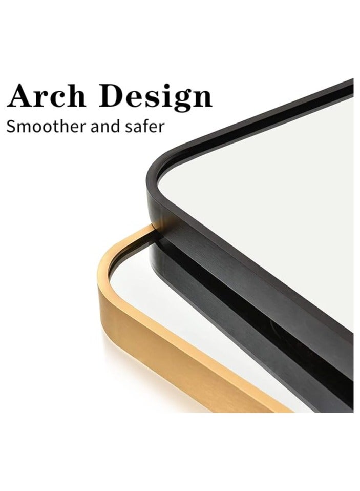 Full-Length Mirror Round Corner Aluminum Alloy Frame Floor Full Body Large Mirror, Leaning Against Wall or Stand Up for Living Room or Bedroom, Gold 65 x 180cm